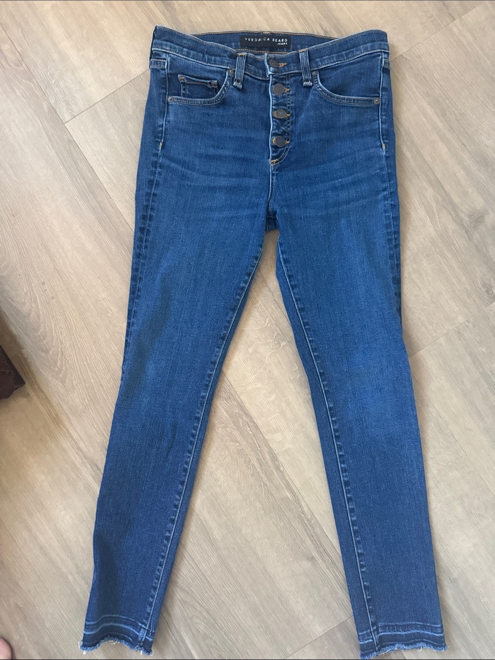 Veronica Beard Debbie Dark Blue High-Rise Skinny Button-Fly Jeans